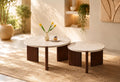 Table Basse Duo Zora Effet Travertin Pied Noyer
