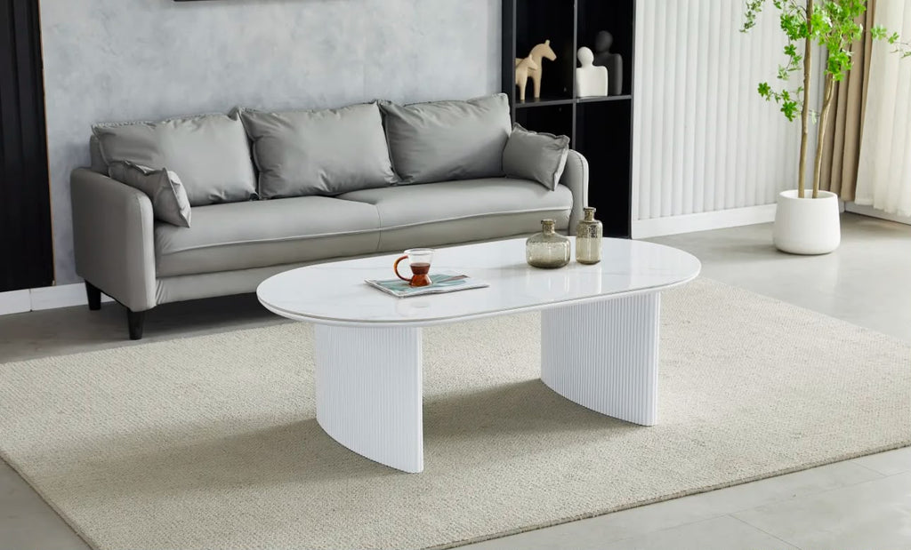 Table Basse Joséphine Céramique Marbre Blanc