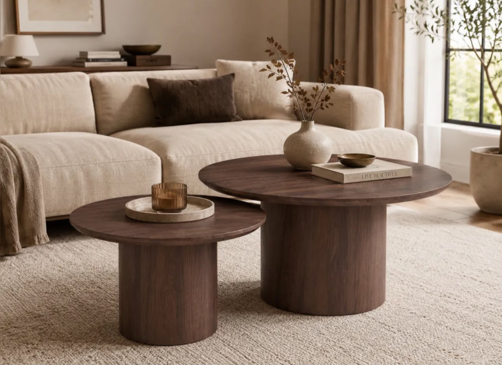 Table Basse CERCLE Effet Noyer 80+60cm