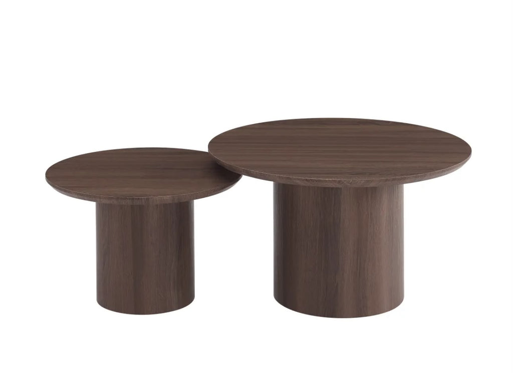 Table Basse CERCLE Effet Noyer 80+60cm