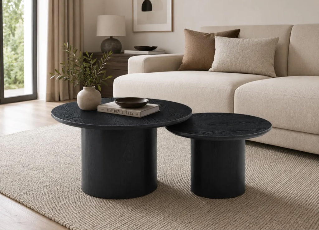 Table Basse CERCLE Effet Noir 80+60cm