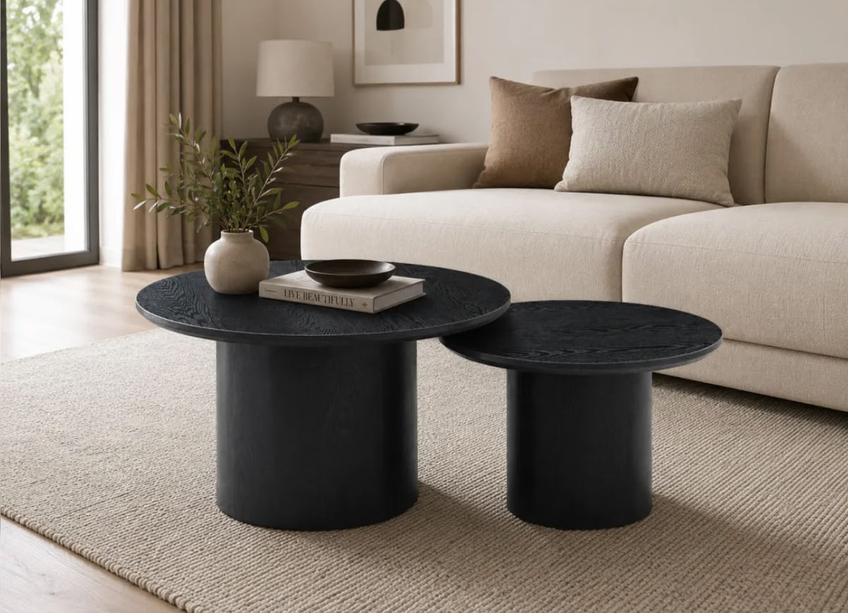 Table Basse CERCLE Effet Noir 80+60cm
