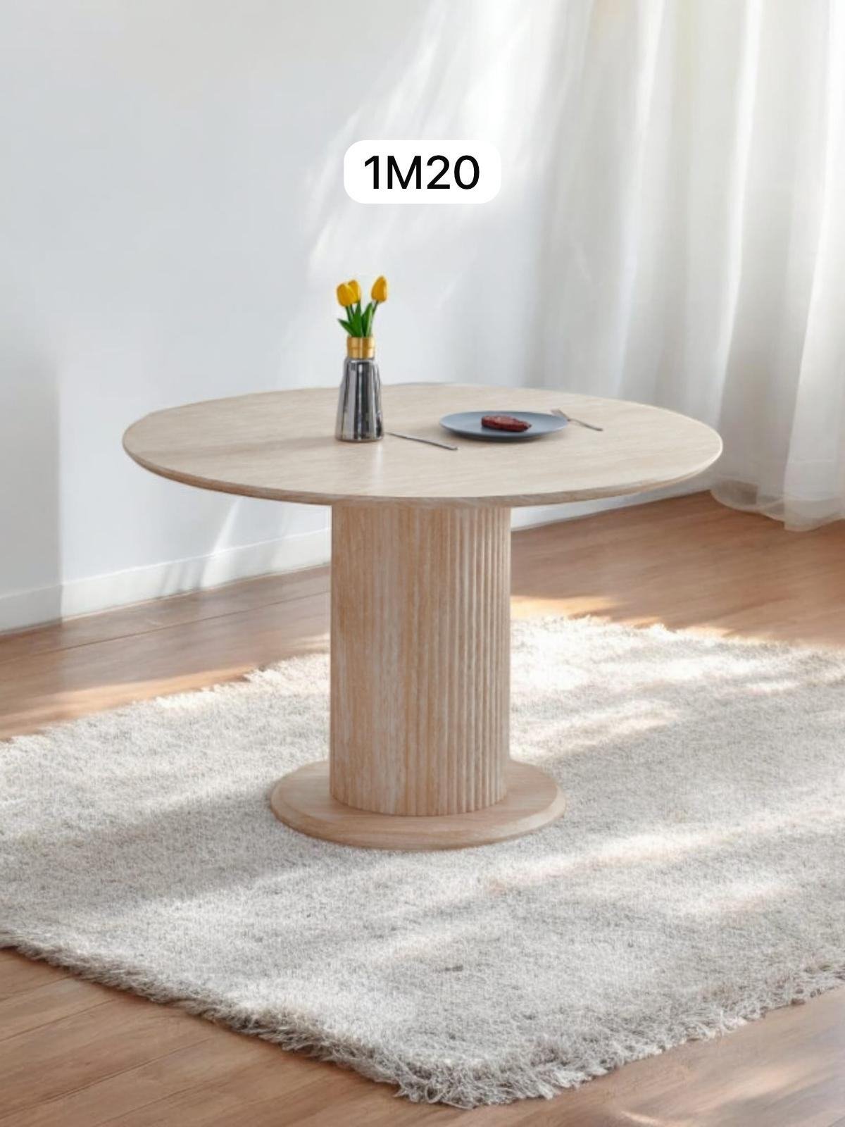 TABLE A MANGER AXEL TRAVERTIN RONDE