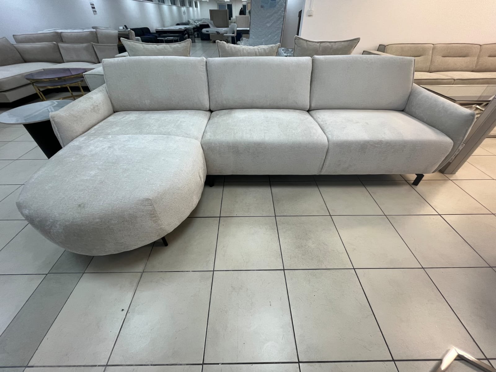 Carlton Canapé Angle Gauche Tissus Chenille Beige