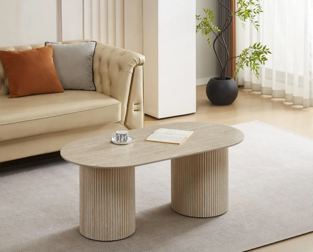 Table Basse KINSHASA Effet Travertin Mat 120x60x45cm