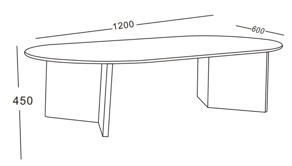 Table Basse PAGE Pied Effet Noyer Plateau Travertin Mat 120x60x45cm