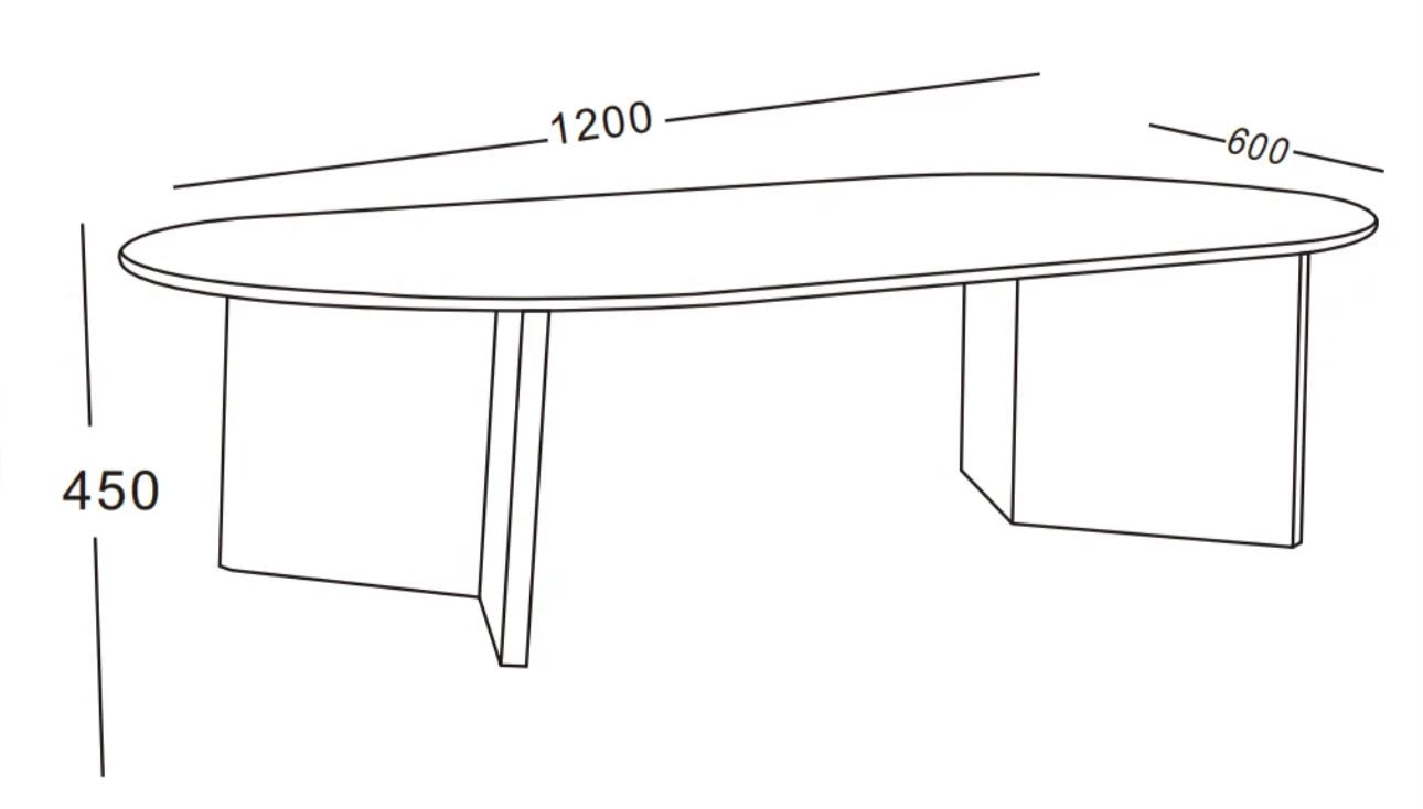 Table Basse PAGE Pied Effet Noyer Plateau Travertin Mat 120x60x45cm