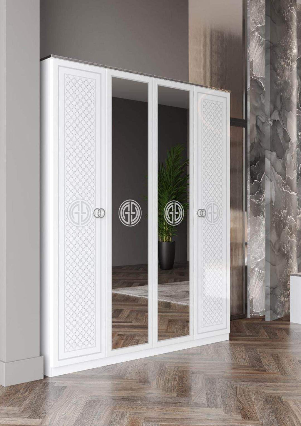 CHAMBRE A COUCHER GUGI BLANC ARGENT 799