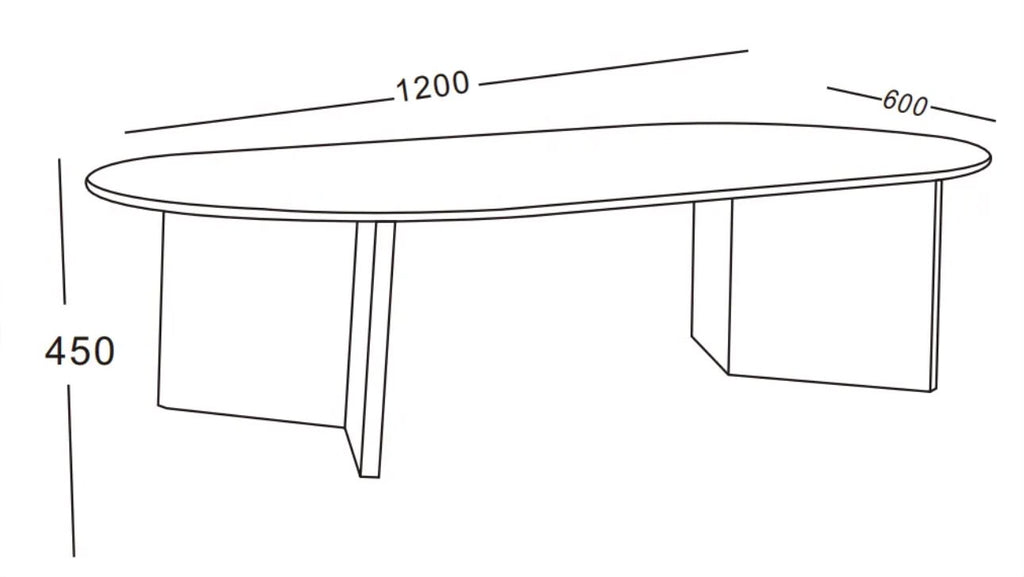 Table Basse PAGE Pied Effet Noyer Plateau Travertin Mat 120x60x45cm