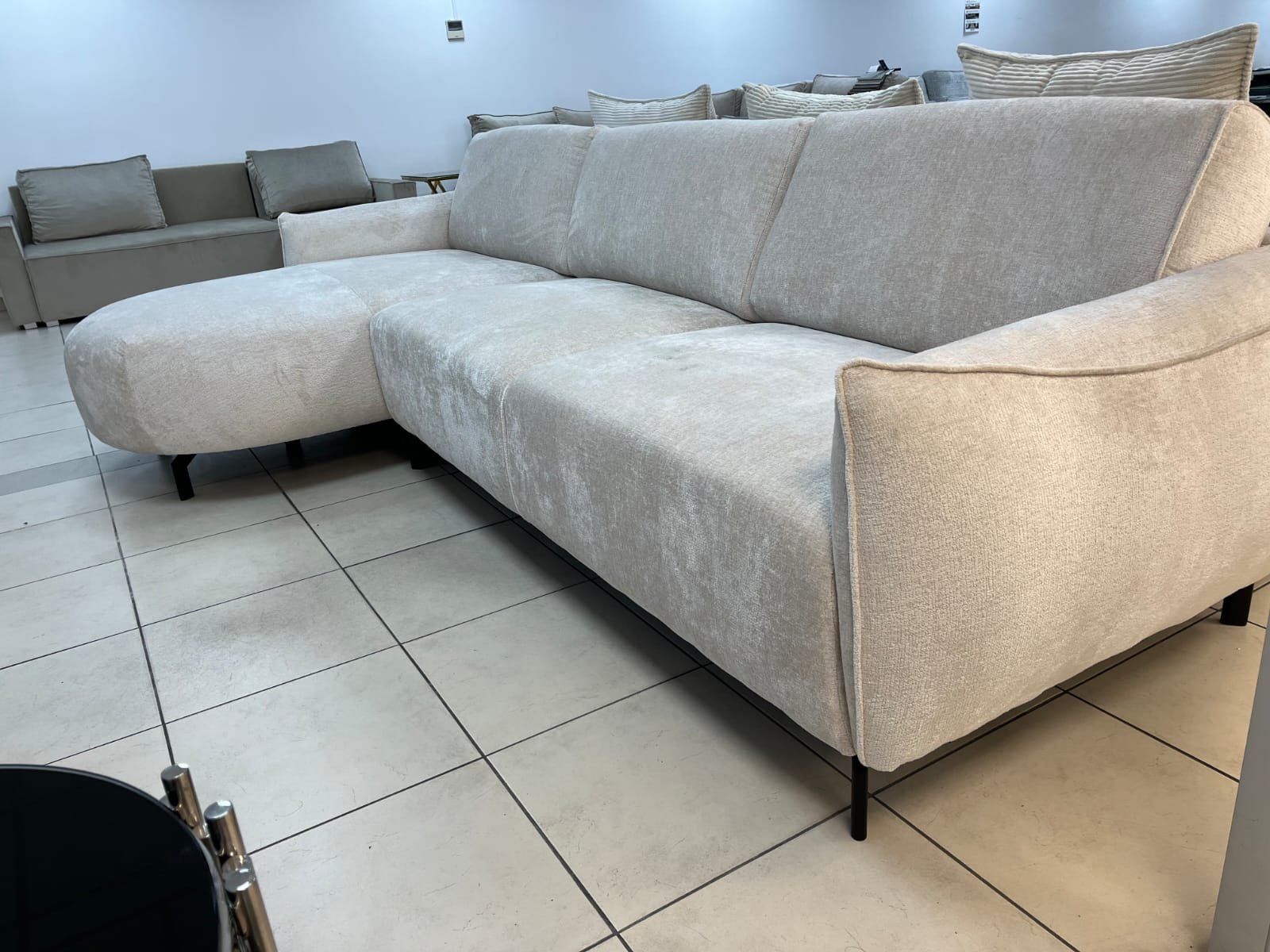 Carlton Canapé Angle Gauche Tissus Chenille Beige