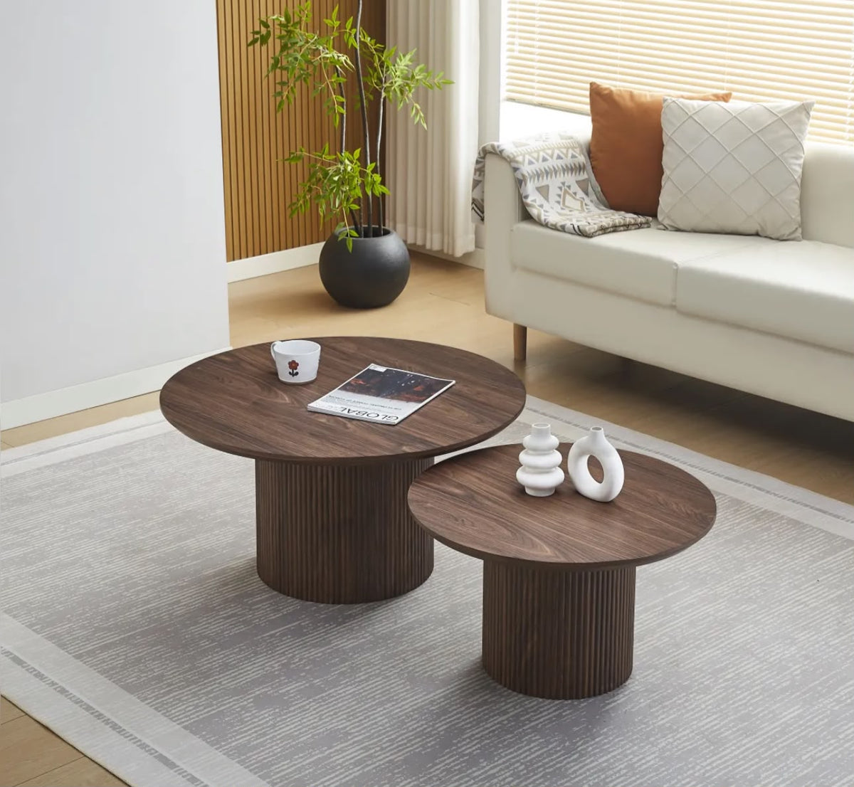 Table Basse MINALI Effet Noyer