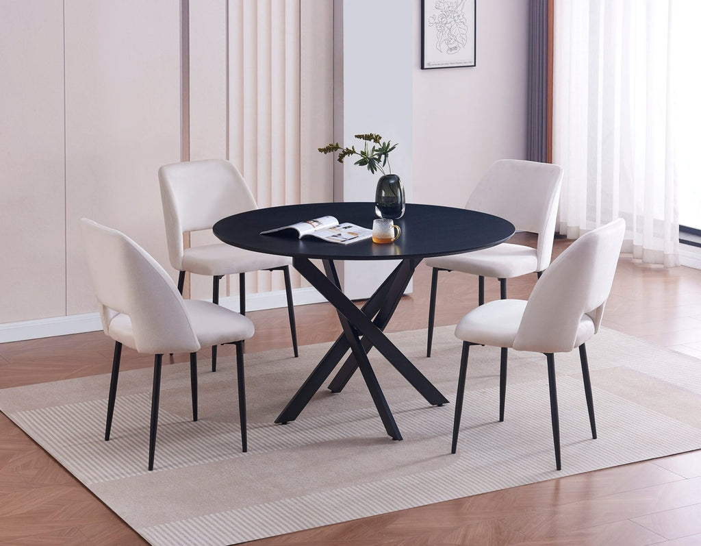 TABLE REPAS JESSICA METAL NOIR BOIS NOIR
