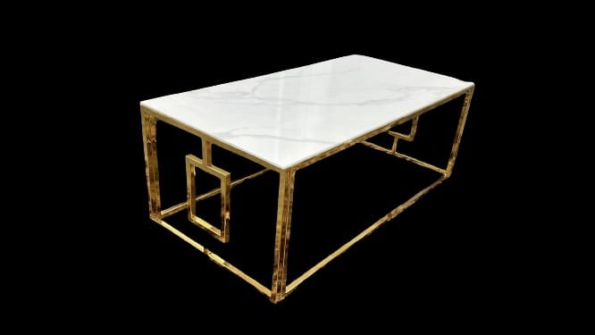 TABLE BASSE SOPHIE GOLD MARBRE BLANC