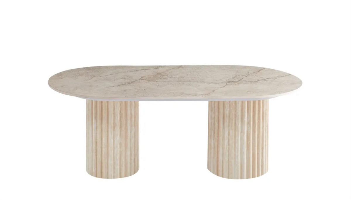 Table Basse KEYSHA Effet Travertin Céramique Shakespeare 120x60x45cm