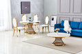 TABLE REPAS DELUXE  GOLD MARBRE BLANC