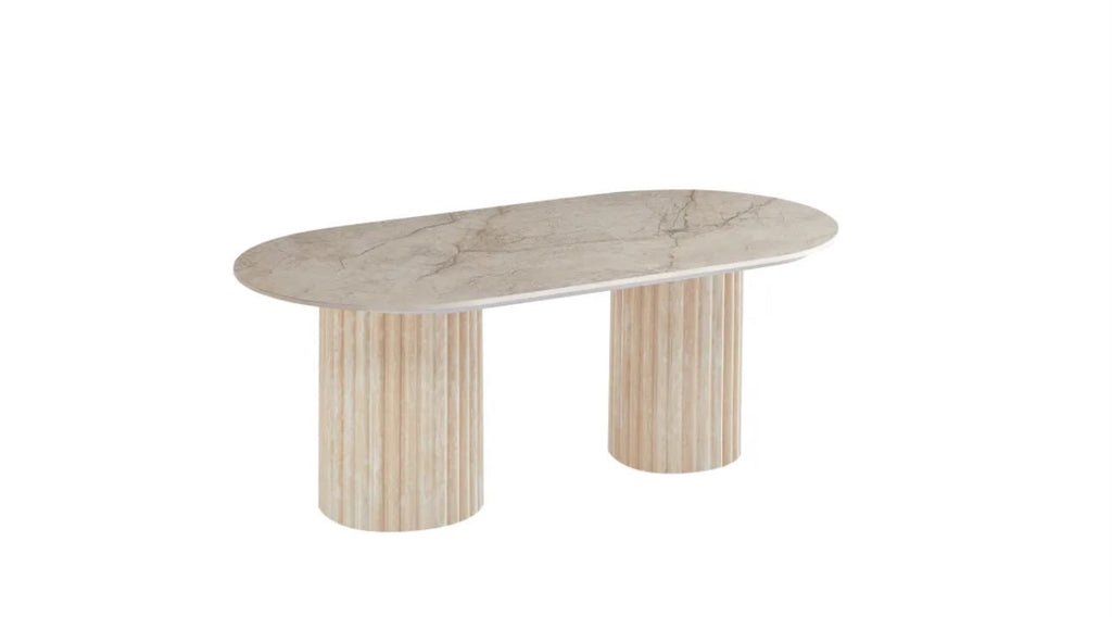 Table Basse KEYSHA Effet Travertin Céramique Shakespeare 120x60x45cm
