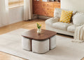 Table Basse Marbella Noyer avec Poufs