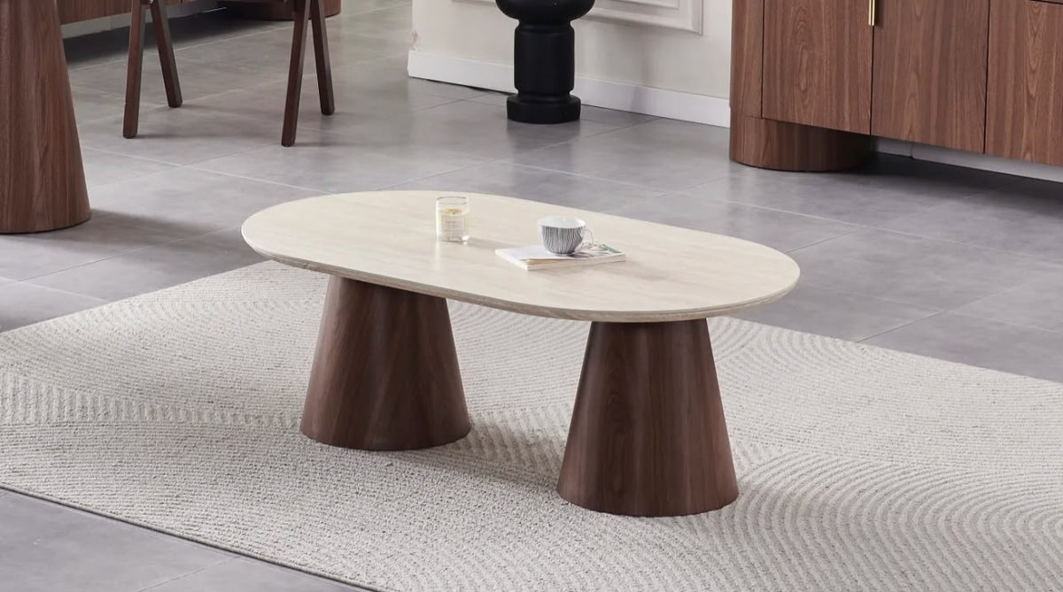 Table Basse Iconic Noyer Travertin 120