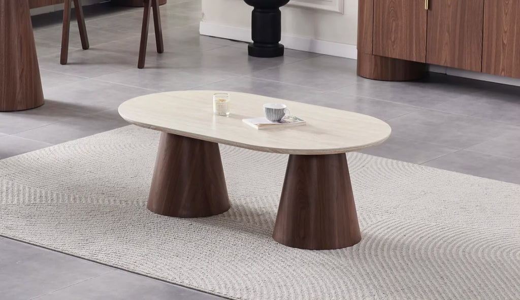 Table Basse Iconic Noyer Travertin 120