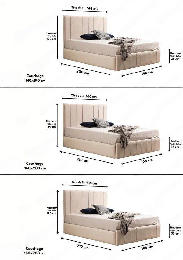 Cadre De Lit POLO BEIGE - Velours