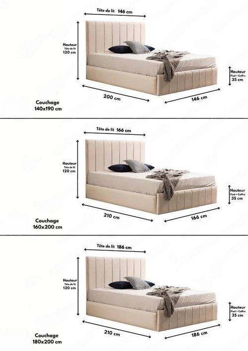 Cadre De Lit POLO BEIGE - Velours