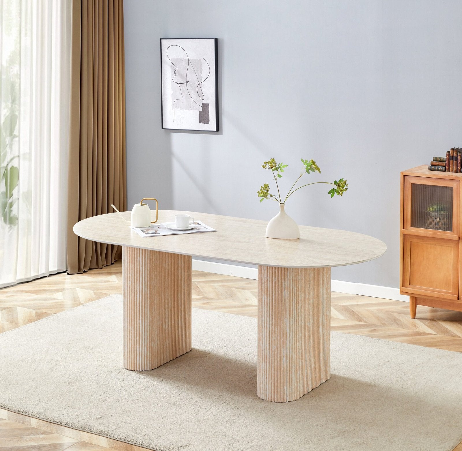 TABLE REPAS EXTENSIBLE NYSA PIED METAL NOIR CERAMIQUE