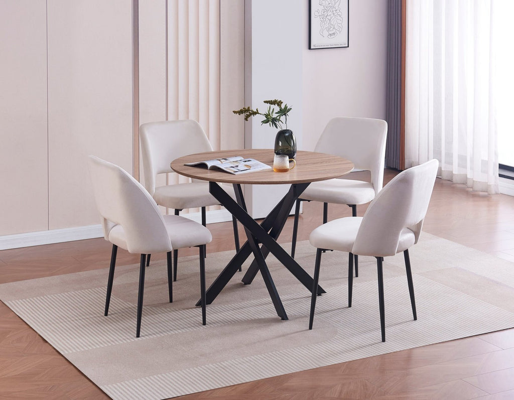 TABLE REPAS JESSICA METAL NOIR CHENE GRIFEE