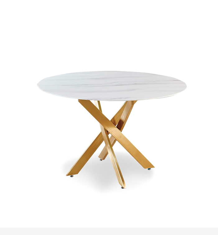 TABLE OLIVIA ROND MARBRE DORE