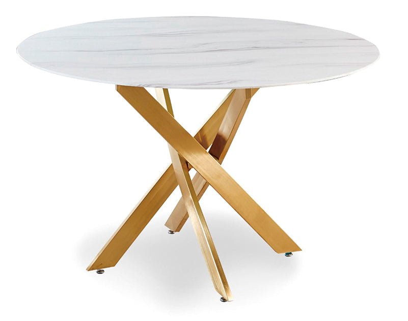TABLE OLIVIA ROND MARBRE DORE
