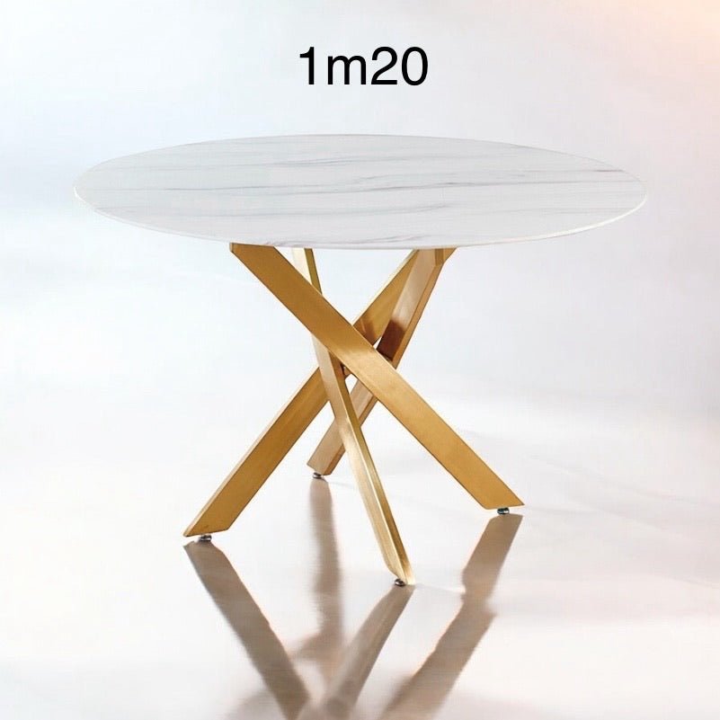 TABLE OLIVIA ROND MARBRE DORE