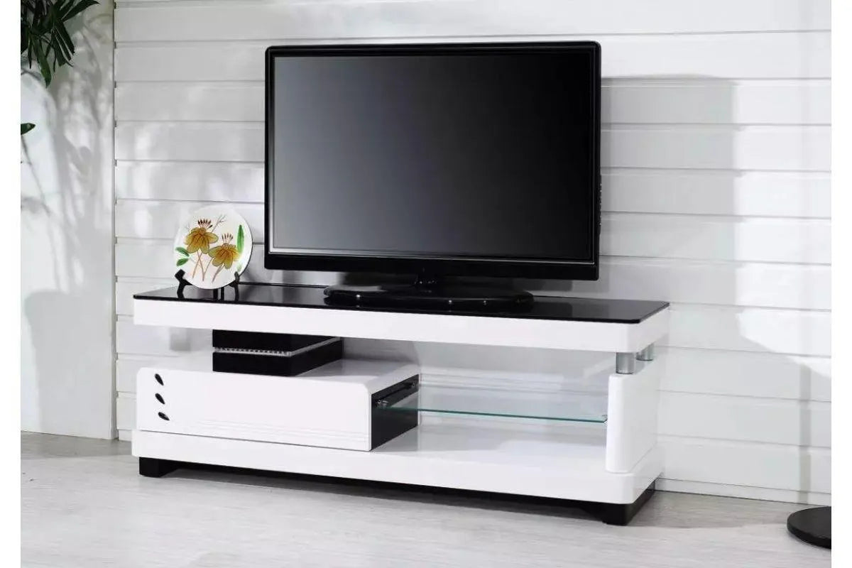 MEUBLE TV OLY – LAQUÉ & VERRE TREMPÉ