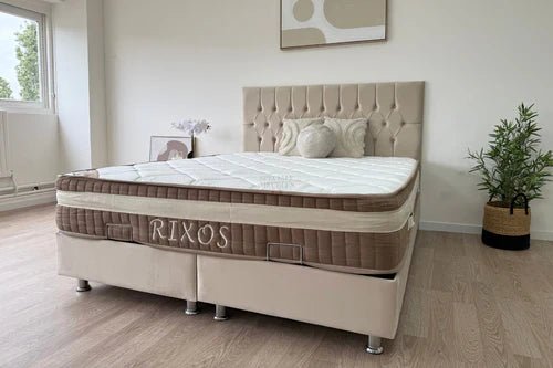 Lit Coffre HUGO BEIGE - Velours