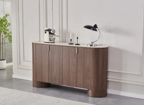 Buffet Iconic Travertin Céramique Noyer