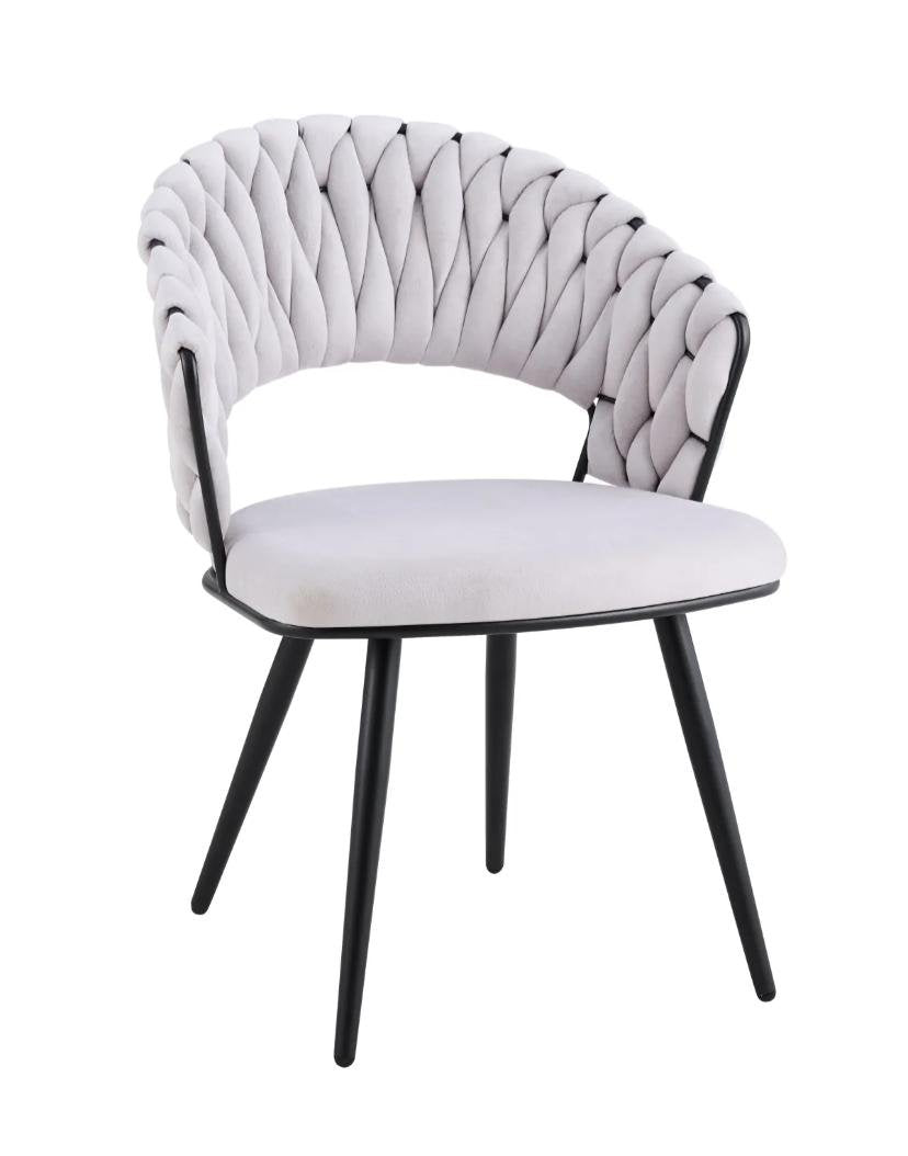Chaise Carolina Pieds Métal Noir Velours Beige