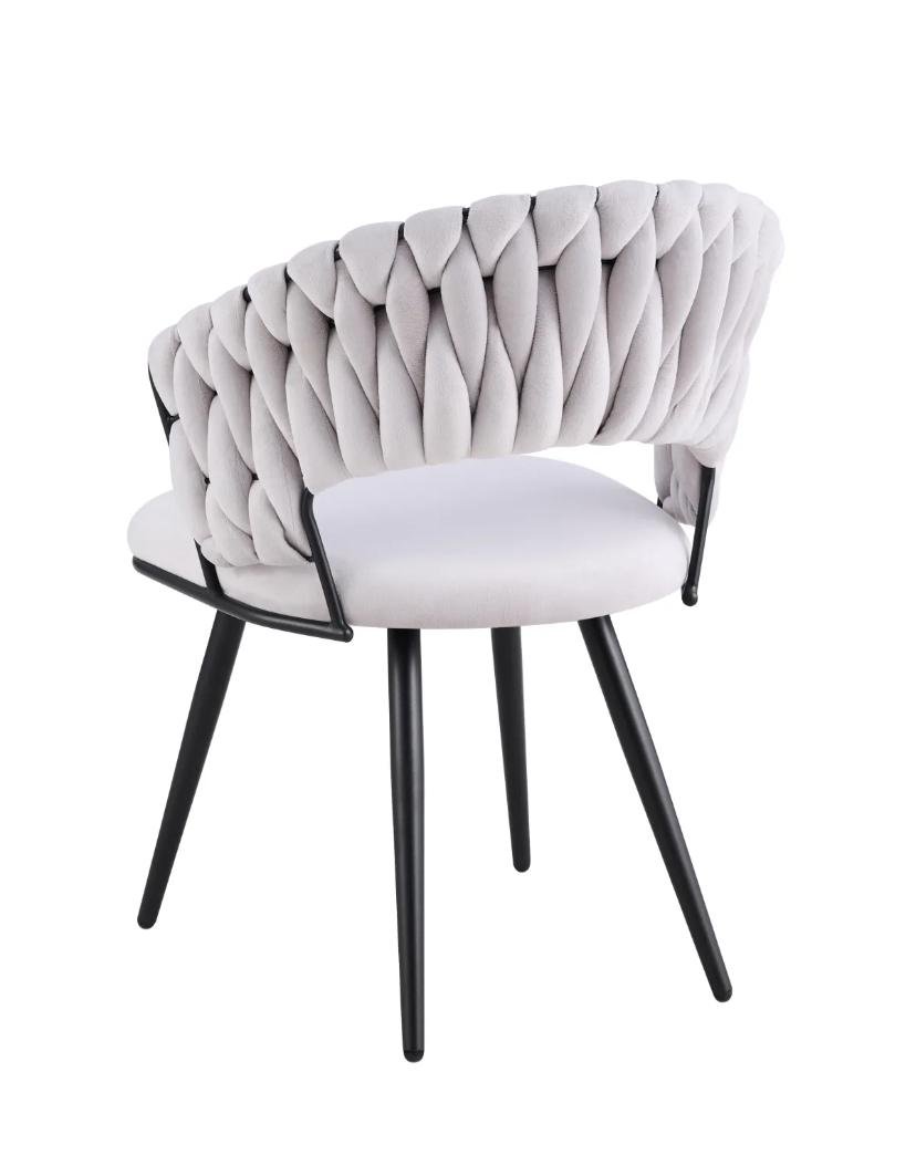 Chaise Carolina Pieds Métal Noir Velours Beige