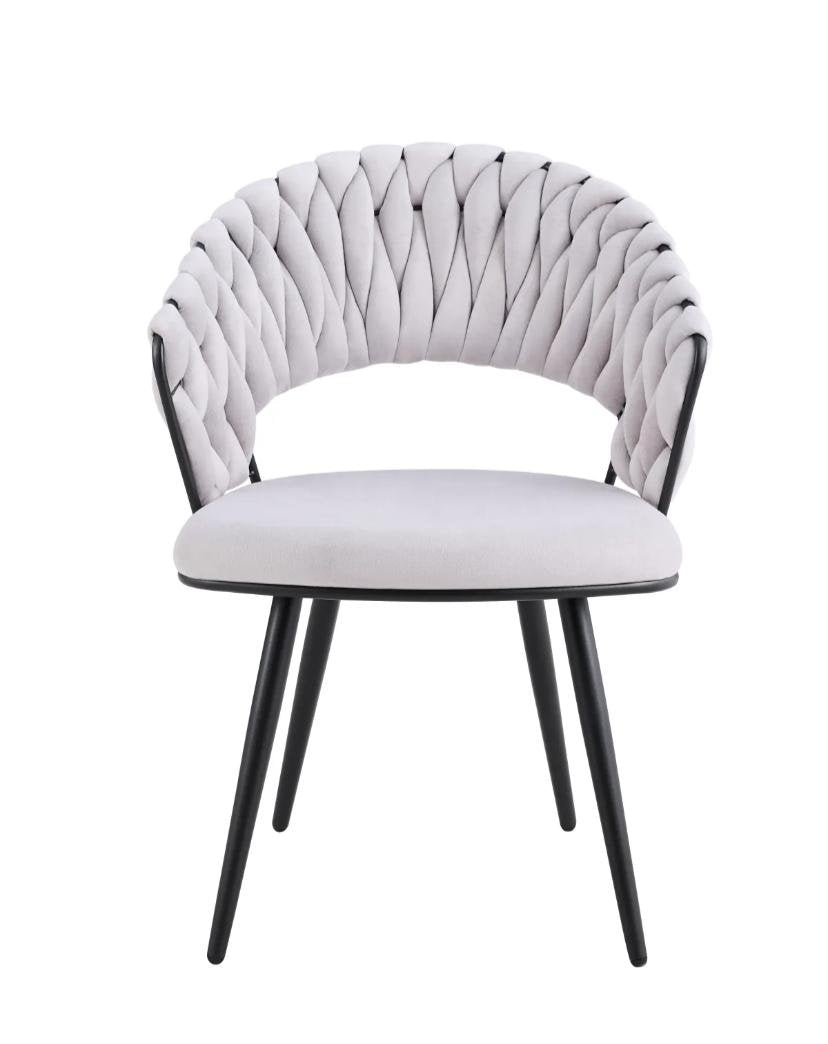 Chaise Carolina Pieds Métal Noir Velours Beige