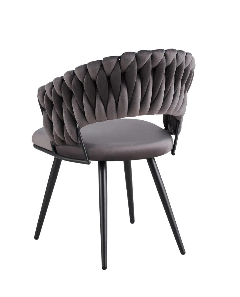 Chaise Carolina Pieds Métal Noir Velours Beige