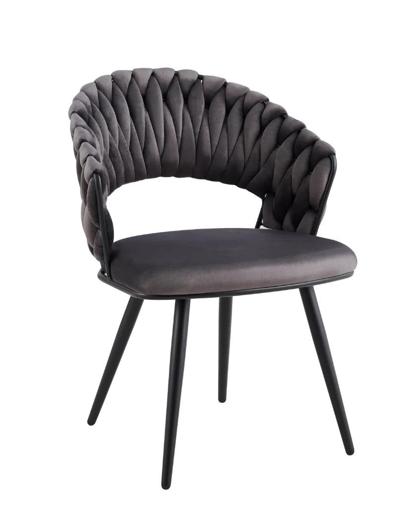 Chaise Carolina Pieds Métal Noir Velours Beige