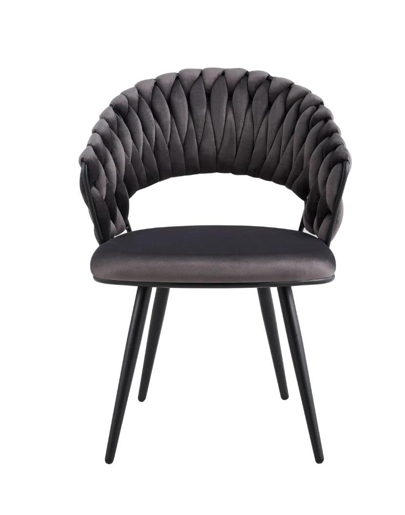 Chaise Carolina Pieds Métal Noir Velours Beige