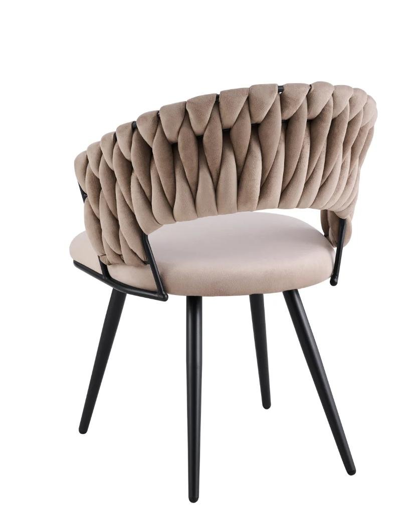 Chaise Carolina Pieds Métal Noir Velours Beige