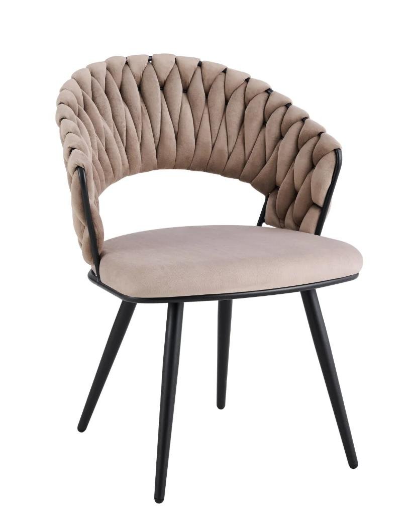 Chaise Carolina Pieds Métal Noir Velours Beige