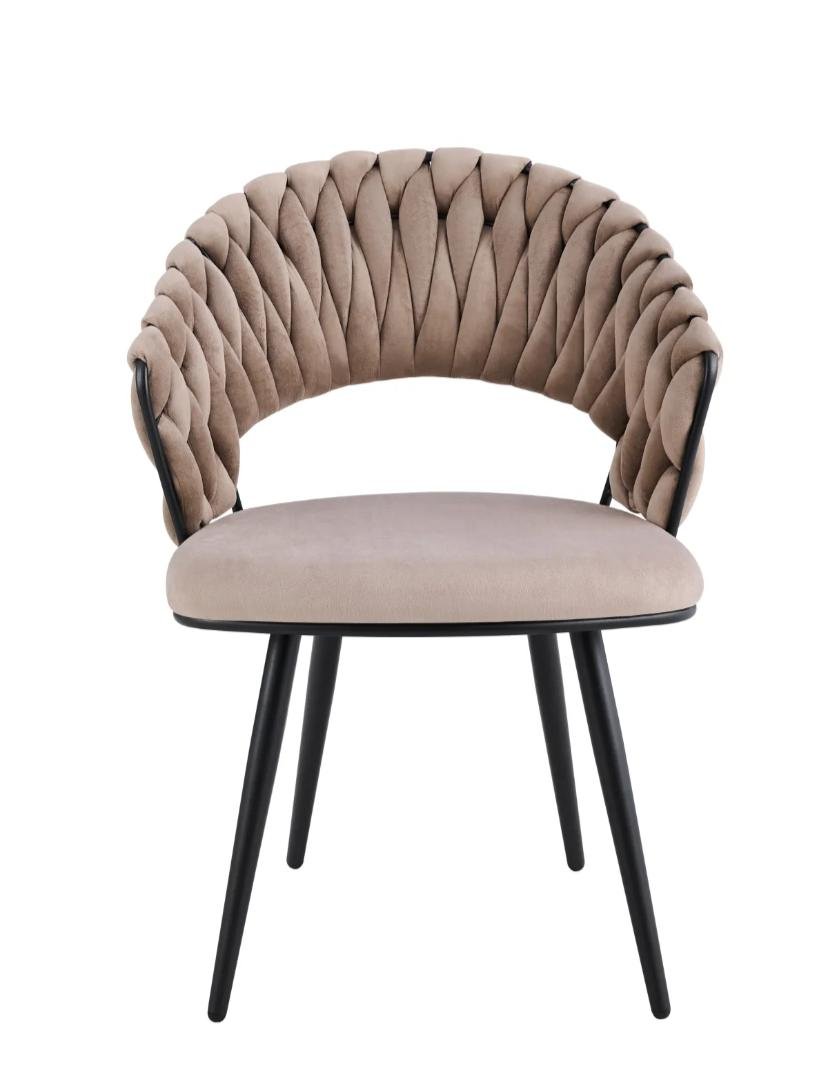 Chaise Carolina Pieds Métal Noir Velours Beige