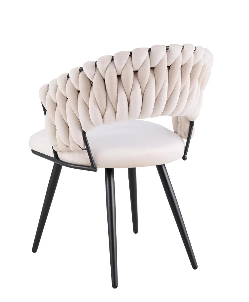 Chaise Carolina Pieds Métal Noir Velours Beige