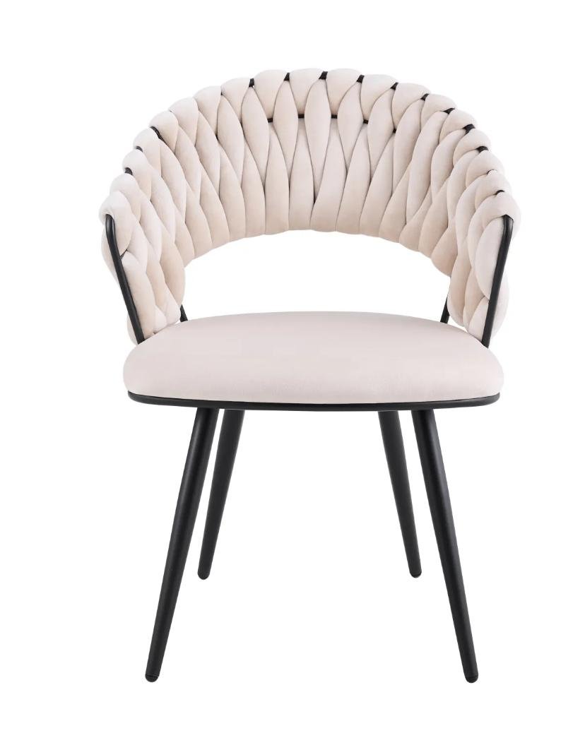 Chaise Carolina Pieds Métal Noir Velours Beige