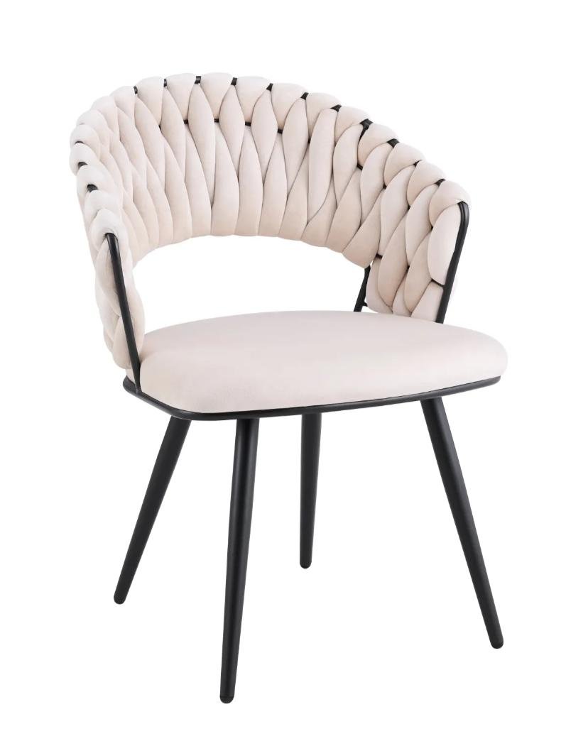 Chaise Carolina Pieds Métal Noir Velours Beige