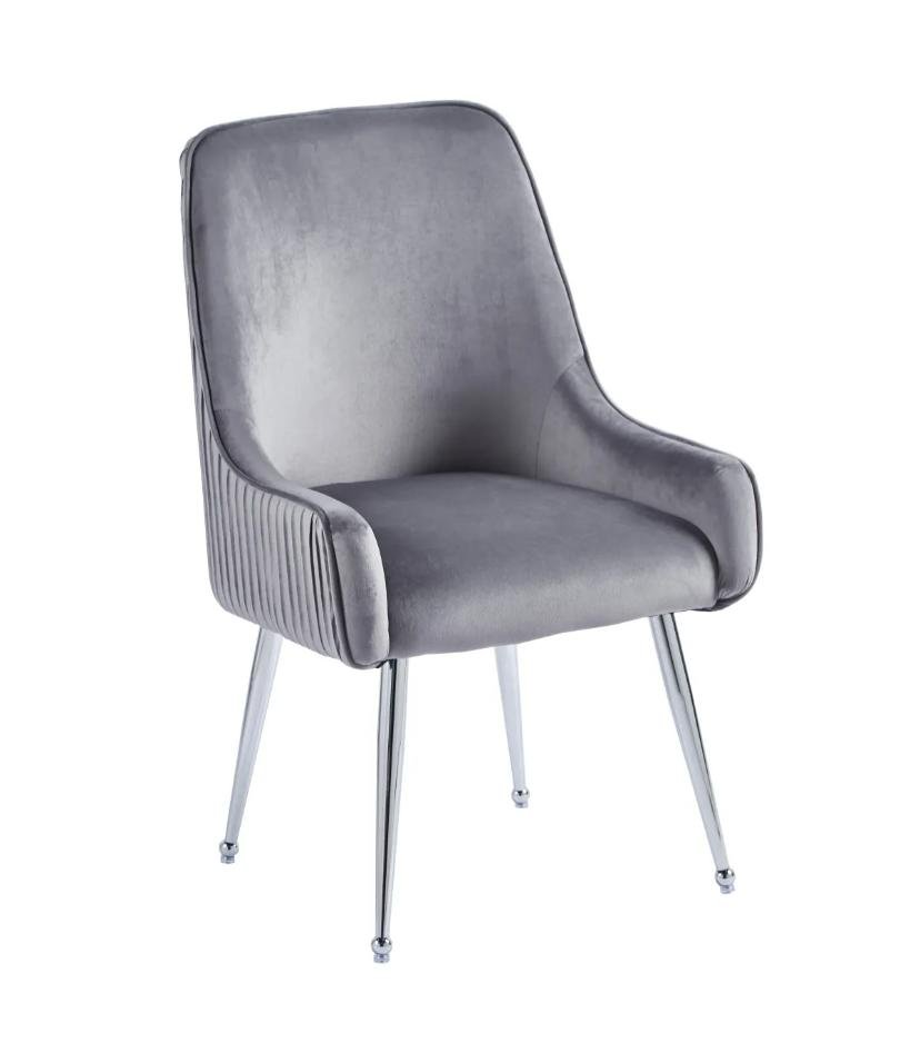 CHAISE LUXURY CHROME VELOURS BEIGE ASSISE EN VELOURS, PIETEMENT EN ACIER CHROME