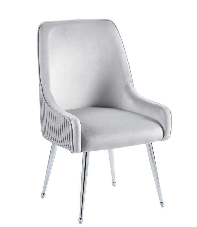 CHAISE LUXURY CHROME VELOURS BEIGE ASSISE EN VELOURS, PIETEMENT EN ACIER CHROME