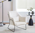 FAUTEUIL BASKA – MÉTAL NOIR & LAINE BEIGE
