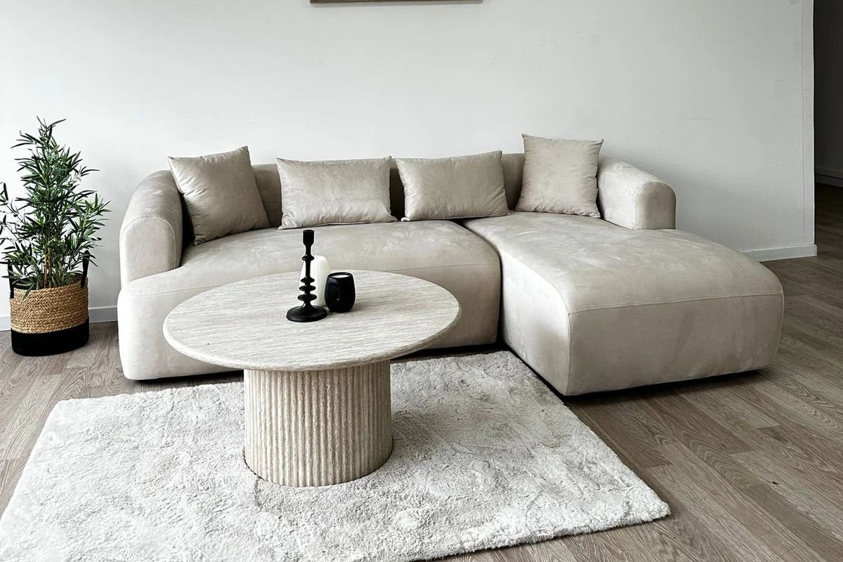 Canape d'angle Ela Velours Beige