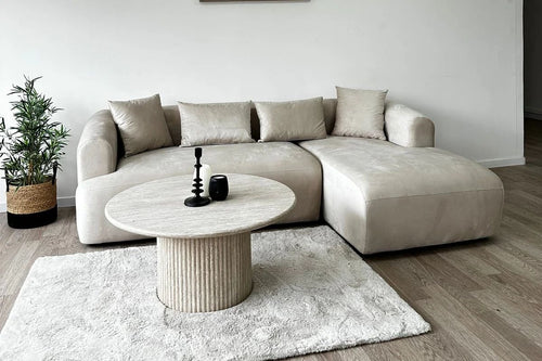Canape d'angle Ela Velours Beige